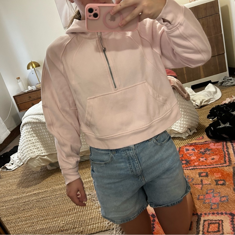 Pink lululemon cropped scuba sweater